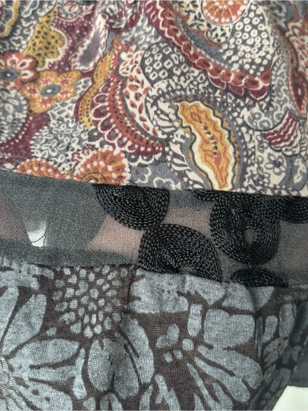 Language Sheer Mesh Paisley Black Whimsigoth Top Womens Medium - Picture 10 of 10